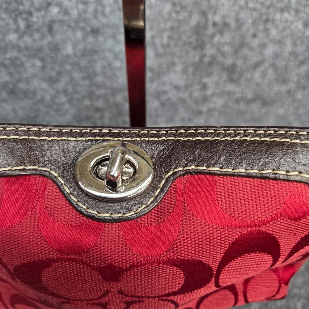 Coach Turnlock Mini Bag Purse Fold Over Wristlet Red Signature C Y2K Vintage